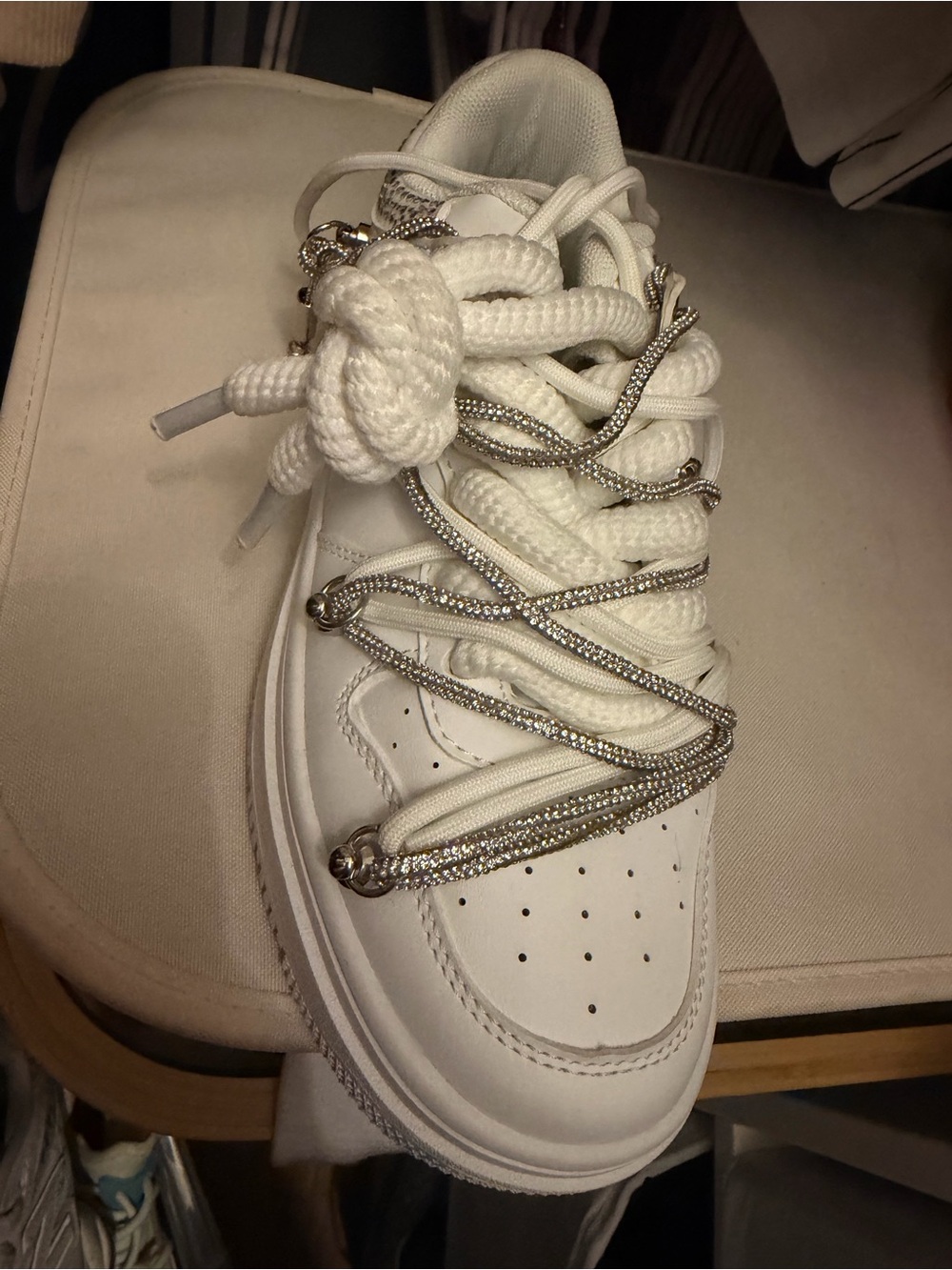 Statement White Platform Sneakers ✨ Silver Details - Picture 3 of 4